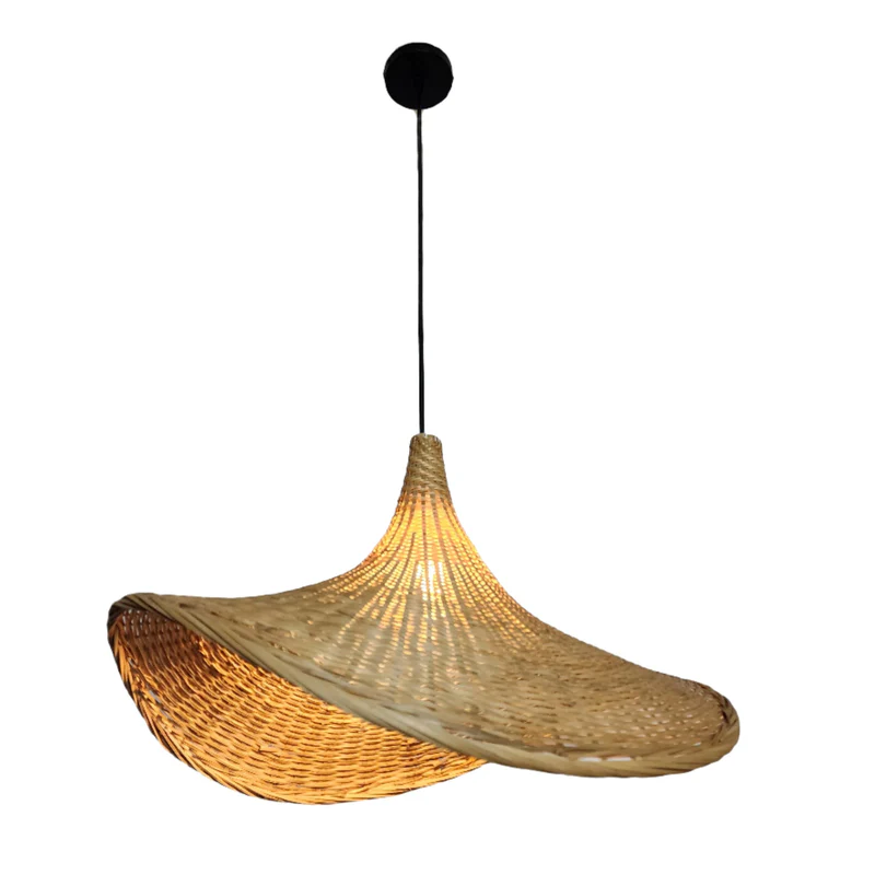 Nature style bamboo weaved hat pendant lamp