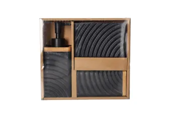 Ceramic Bathroom Accessories Set 3pcs Black/Grey - Image 3