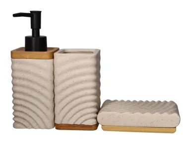 Ceramic Bathroom Accessories Set 3pcs Black/Grey - Image 2