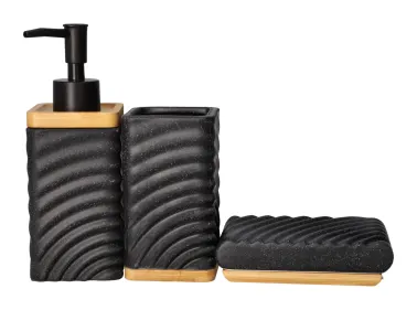 Ceramic Bathroom Accessories Set 3pcs Black/Grey