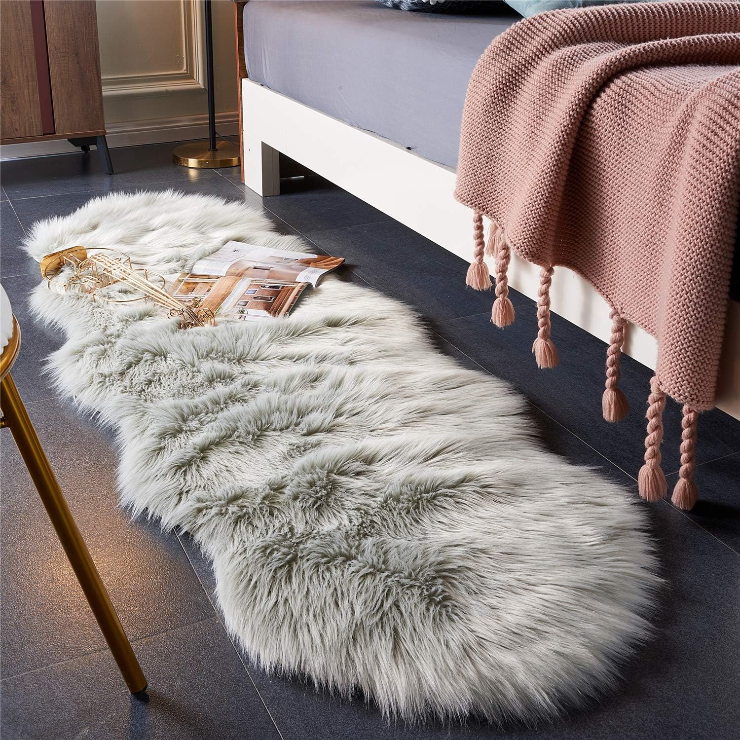 Fluffy Runner Rug Oval -1.8m x 60cm