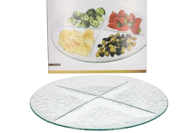 4 Grid Glass Platter 43.5cm