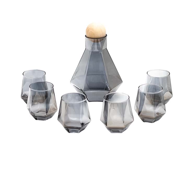 7pc Diamond Jug Set Grey