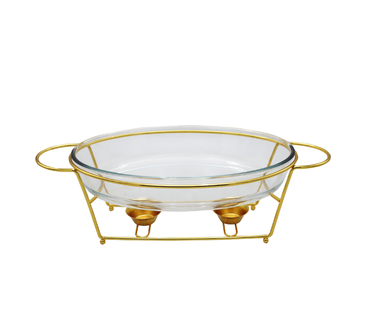 Oval Glass Chafing Dish 3L Gold/Silver - Image 4