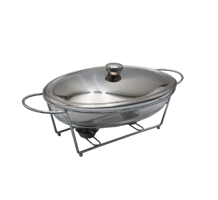 Oval Glass Chafing Dish 3L Gold/Silver - Image 3