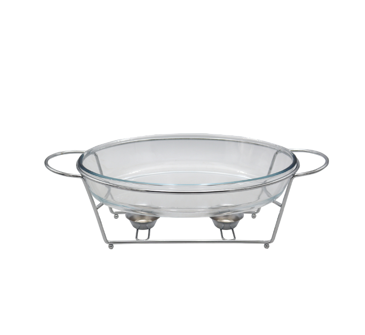 Oval Glass Chafing Dish 3L Gold/Silver - Image 2