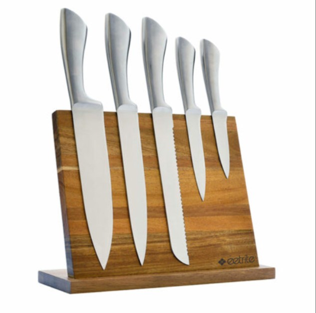 Acacia Wood Magnetic Knife Block 6 Piece